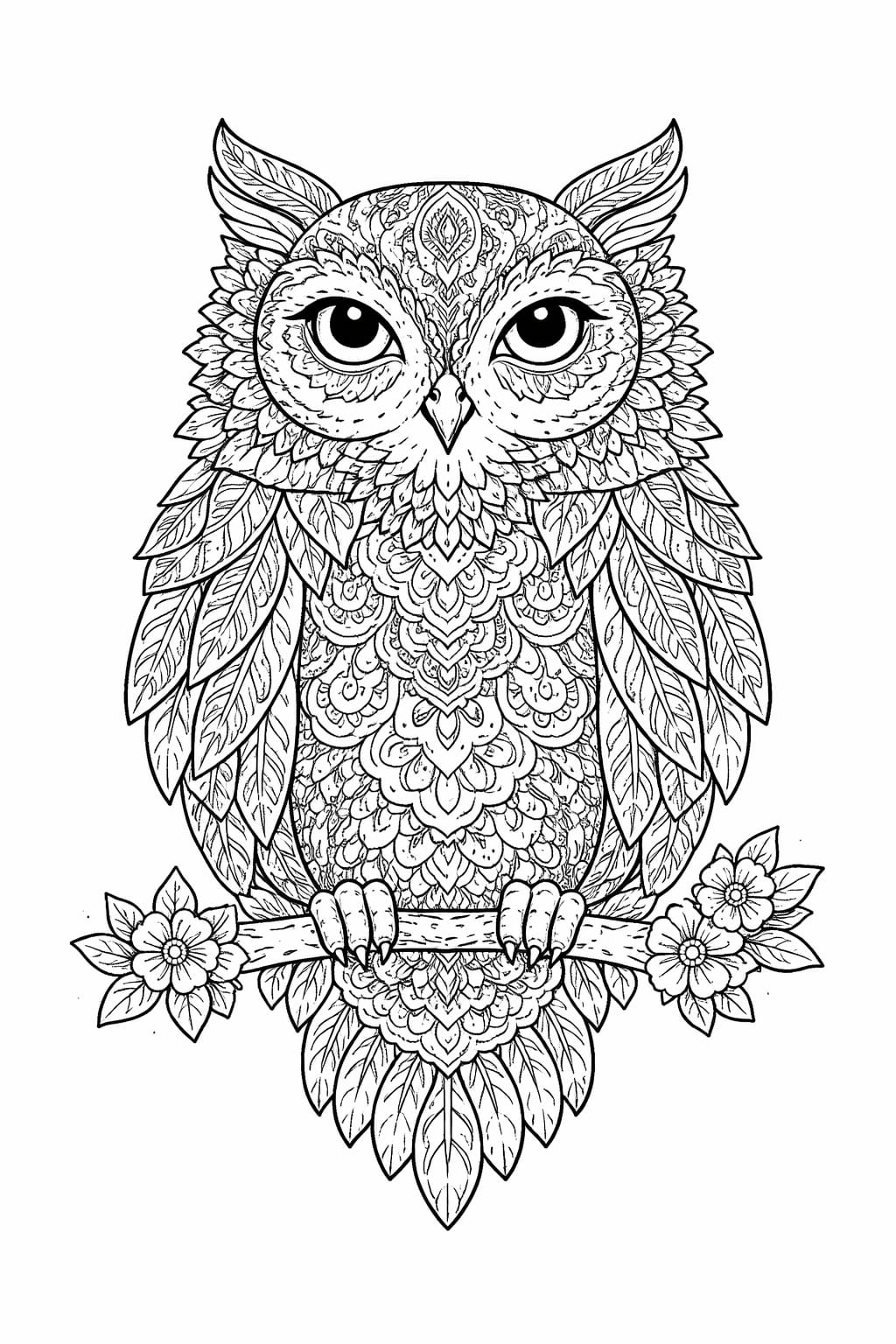 Baykuş İçin Mandala Boyama Boyama